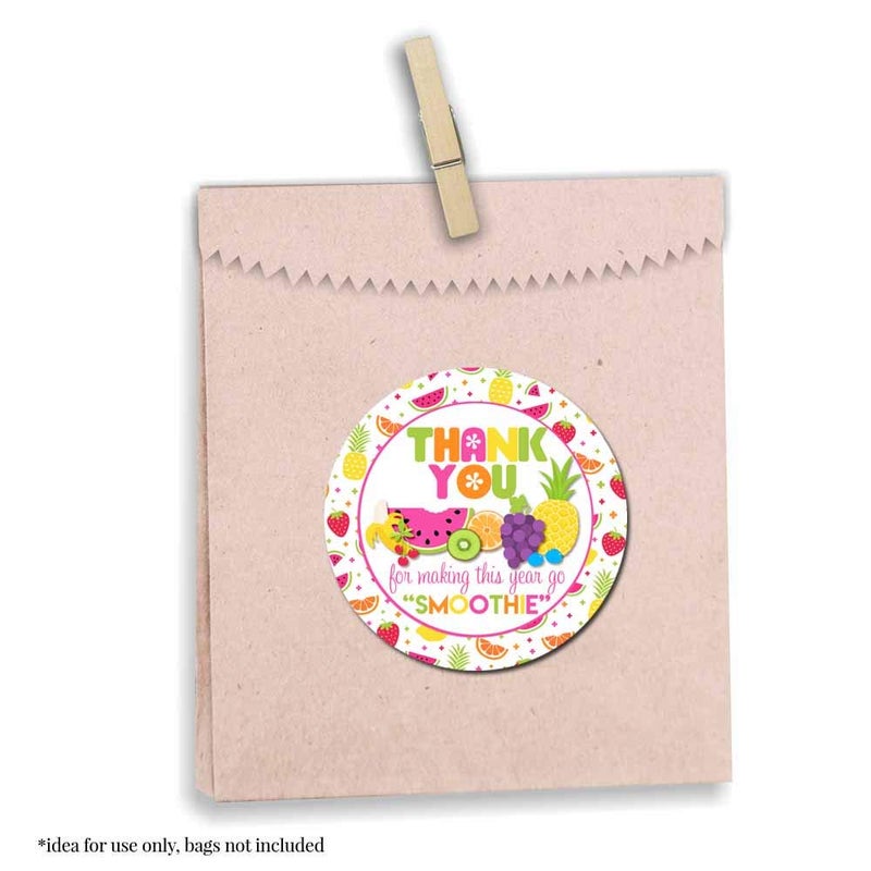 Amanda Creation Tutti Fruitti Smoothie Fruit Themed Teacher Appreciation Thank You Sticker Labels, 40 2" Party Circle Stickers by AmandaCreation, Great for Envelope Seals & Gift Bags - Image 5